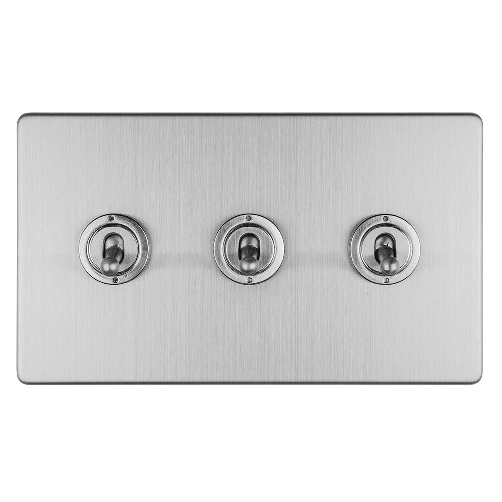 Eurolite Ecsst3sw Concealed 3mm 3 Gang 10a 2way Toggle Switch Satin Stainless Steel Aa Jones 