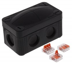 WISKA 10109900 COMBI 206 BK / 3xWAGO 221-413 junction box, 85 x 49 x 51mm, black, plastic, with Wago terminals