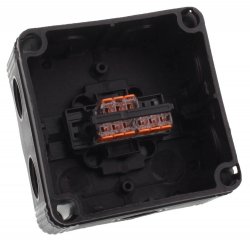 WISKA 10109673 COMBI 407 BK / 3-221-413 junction box, 95 x 95 x 60mm, black, plastic, with Wago terminals