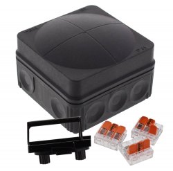 WISKA 10111273 COMBI 108 BK / 3-221-413 junction box, 76 x 76 x 51mm, black, plastic, with Wago terminals