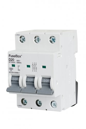 FuseBox MT10D203 MCB 3 pole 10kA, 20A, D curve