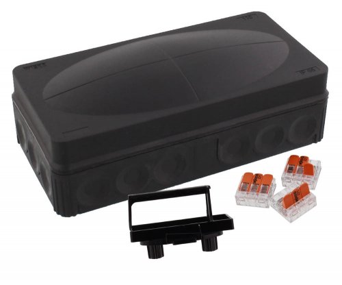 WISKA 10110031 COMBI 116 BK / 3xWAGO 221-413 junction box, 152 x 76 x 51mm, black, plastic, with Wago terminals