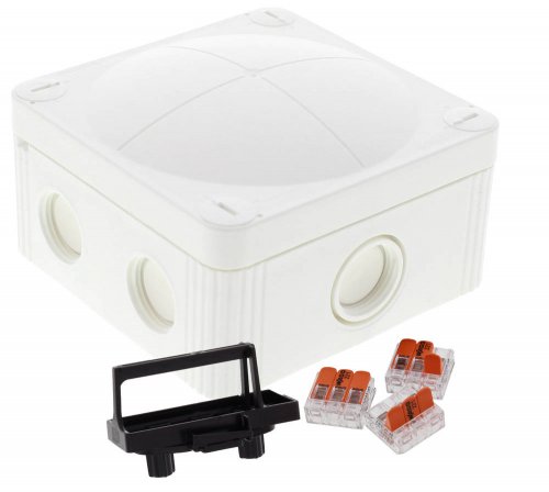 WISKA 10109675 COMBI 407 WH / 3-221-413 junction box, 95 x 95 x 60mm, white, plastic, with Wago terminals