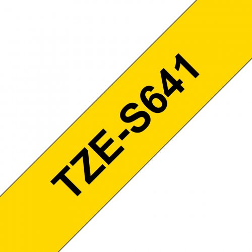 Brother Pro Tape TZe-S641 Strong adhesive tape - Black on Yellow, 18mm