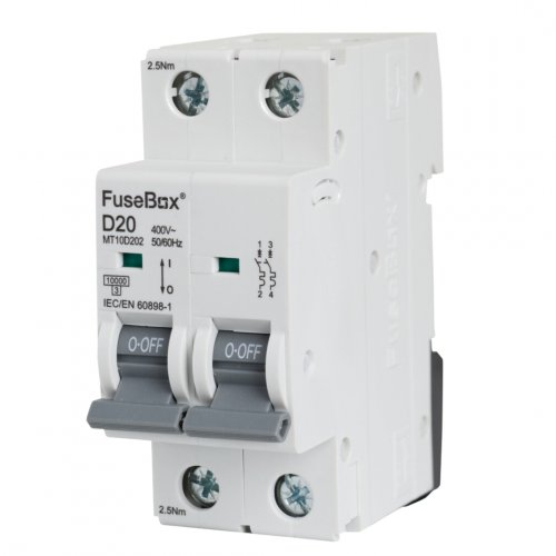 FuseBox MT10D202 MCB 2 pole 10kA, 20A, D curve