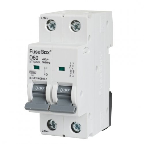 FuseBox MT10D502 MCB 2 pole 10kA, 50A, D curve