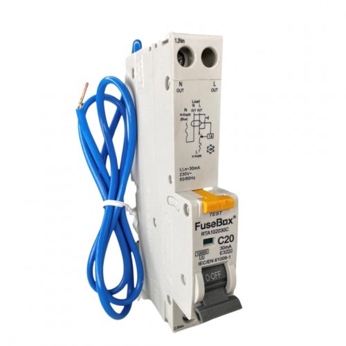 FuseBox RTA102030C RCBO 30mA 10kA (Type A), 20A, C curve