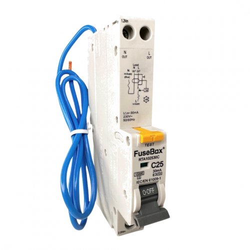 FuseBox RTA102530C RCBO 30mA 10kA (Type A), 25A, C curve