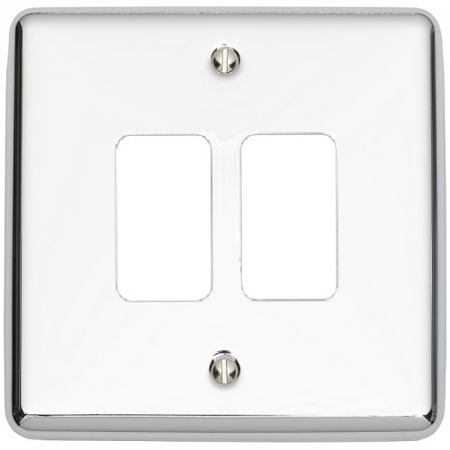 Eurolite EN-G2PC Enhance Decorative 2 gang grid plate, Polished Chrome