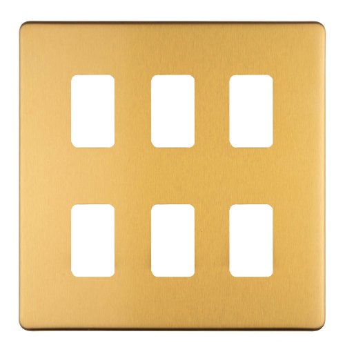 Eurolite EC-G6SBB Concealed 3mm 6 gang grid plate, Satin Brass