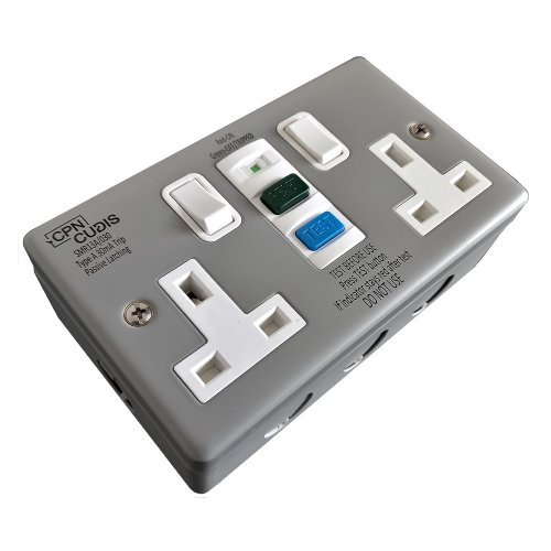 CPN Cudis SMR13A/030 Twin 13A 30mA Metal RCD Switch Socket